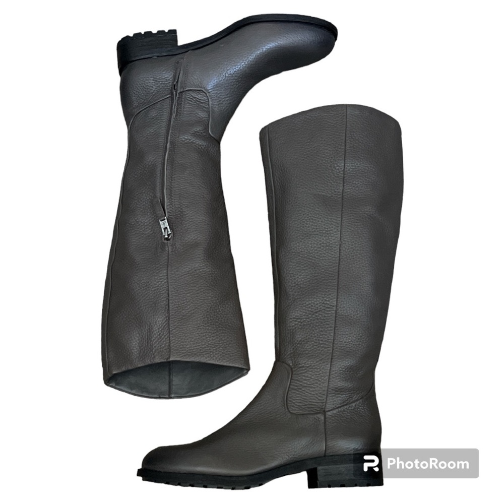 Tall riding boot gray pebble grain leather Sam Edelman “Ryan” NEVER WORN 8